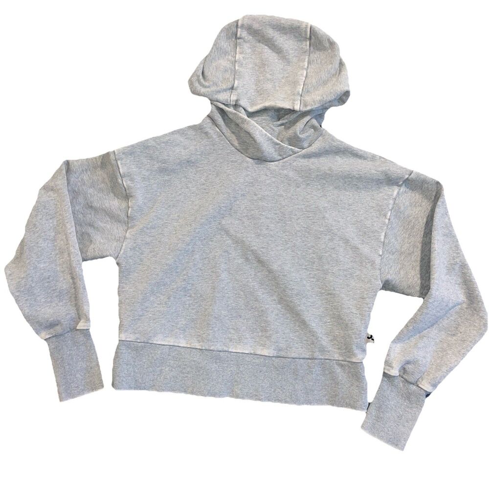 Joy Lab Mocha Gray Cropped Crossover Hoodie Sweatshirt XS with distressed seams